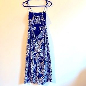 TCB Traveling Chic Boutique Navy Blue/White Cotton Tie Back Jumpsuit... SIZE: M